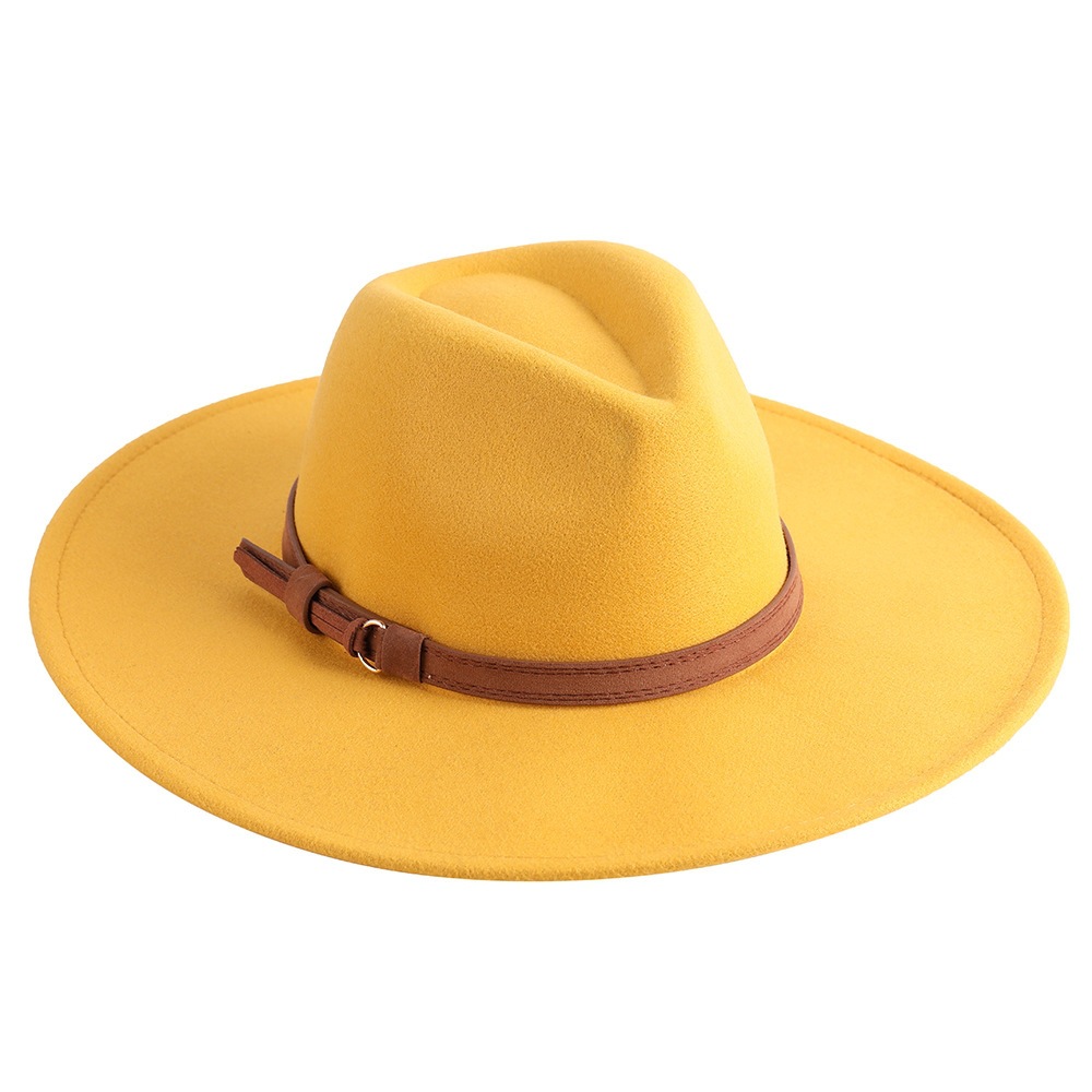 Sombrero de fieltro de ala ancha europeo-americano, sombrero de copa de lana con ala de 9 cm, sombrero de jazz unisex de otoño/invierno.