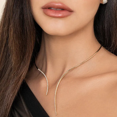 跨境新品镶钻开口项圈欧美时尚宴会派对水钻锁骨链女necklace