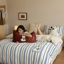 卡通毛巾绣男孩女生加厚牛奶绒四件套可爱珊瑚绒被套床单冬季床品