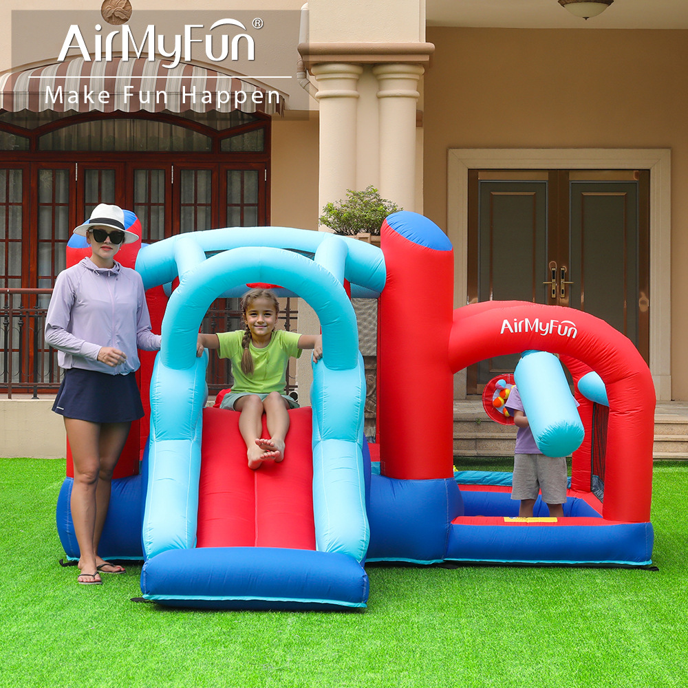 AMF | Castillo inflable para el hogar, combinación de tobogán pequeño y trampolín para niños, castillo inflable antideslizante para interiores y exteriores.