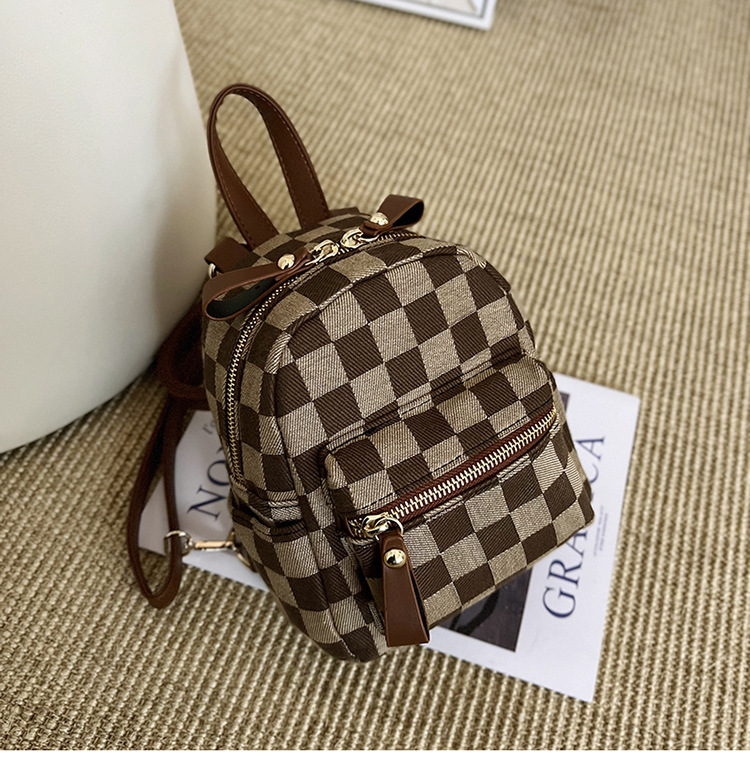 Sensación Pequeña Bolsa 2021 Nueva Moda Chessboard Plaid Mochila Colegiala Mochila Otoño E Invierno Textura Mochila display picture 7