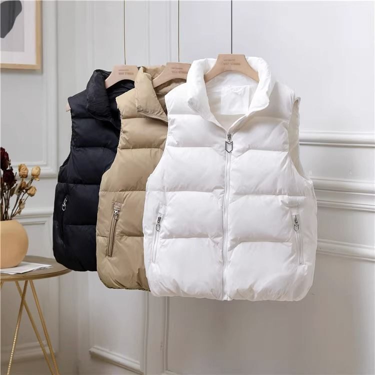 Lightweight down Cotton Vest for Women, Versatile Outer Vest for Small People, Stand-Up Collar, Sleeveless Autumn and Winter Jacket, Korean Style Lightweight down Cotton Vest for Women, Versatile Outer Vest for Small People, Stand-Up Collar, Sleeveless Autumn and Winter Jacket, Korean Style