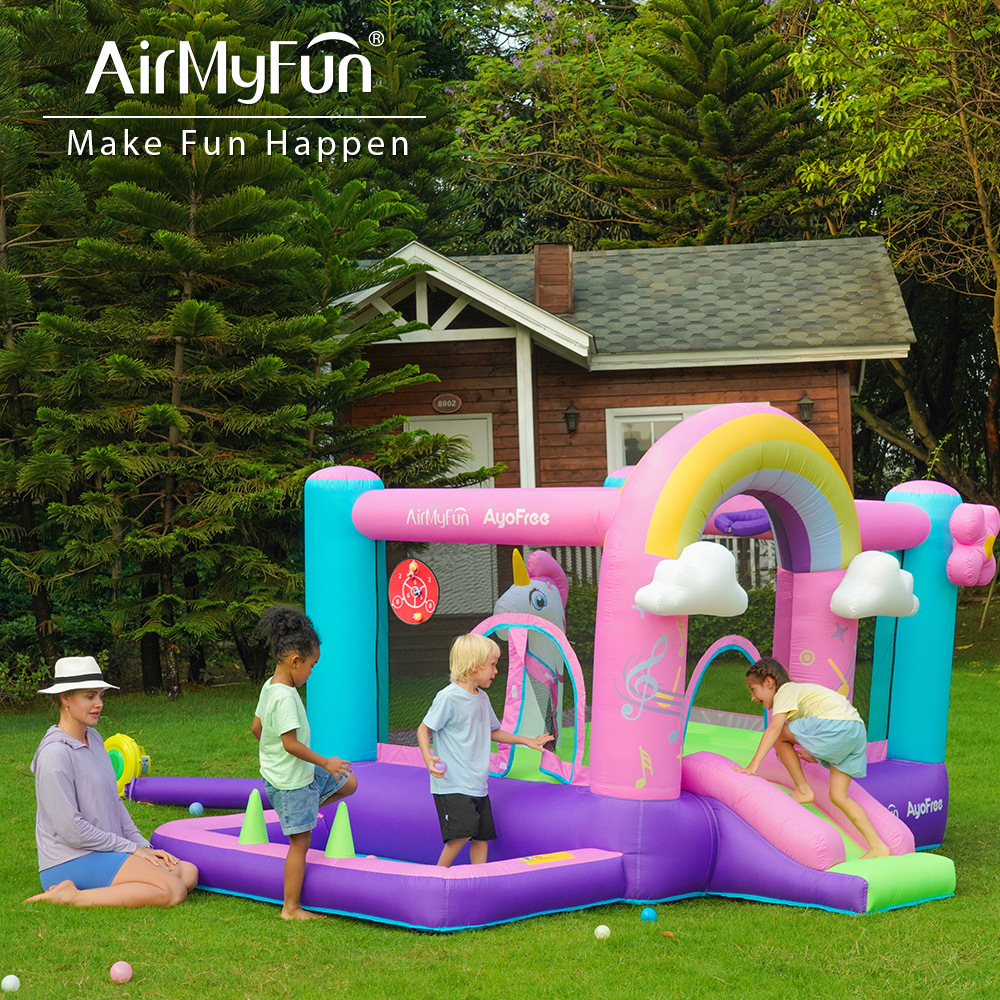 AMF inflatable castillo pequeño parque infantil inflatable trampolín casero interior de dibujos animados castillo trampolín tobogan