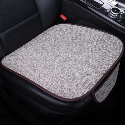 Spring and Summer Linen Four Seasons Pad - cotton-and-linen-style-gray-1-small-pad-on-the-front-piece-suitable-for-all-seasons-with-pocket-leather-edging