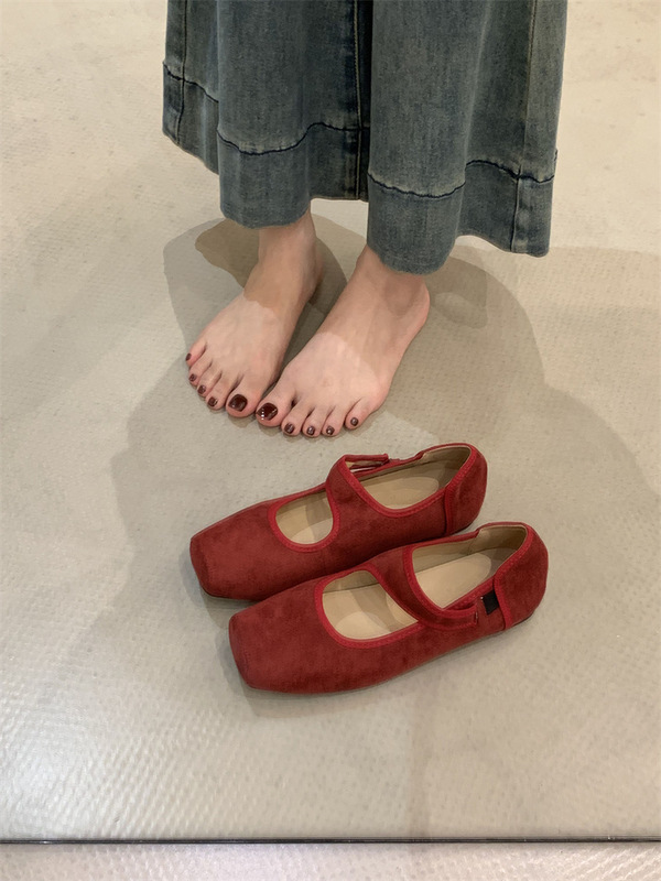 晚风方头懒人一脚蹬软底玛丽珍鞋2025平底内增高3cm芭蕾舞单鞋女|undefined