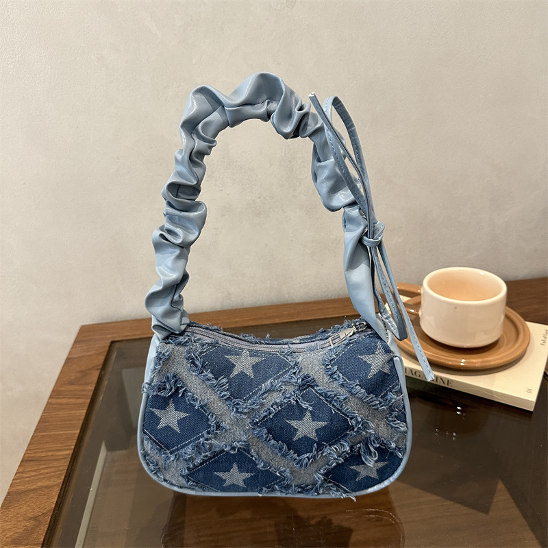 Damen Schultertasche Aus Denim Mit Farbverlauf Und Sternen_voghion.com