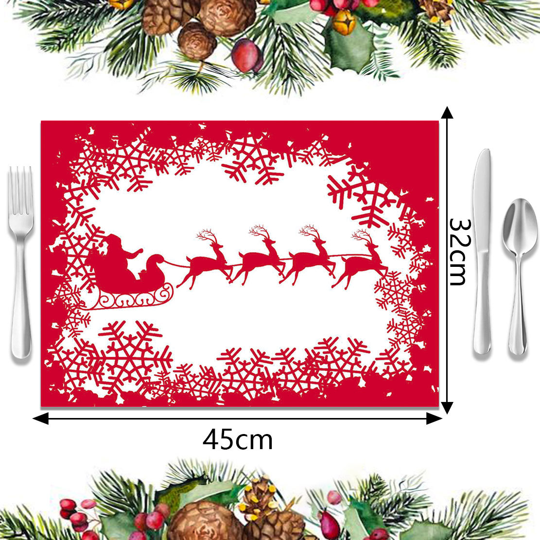 Christmas decoration placemats New style printed tableware insulation pads simple and versatile western placemats_voghion.com