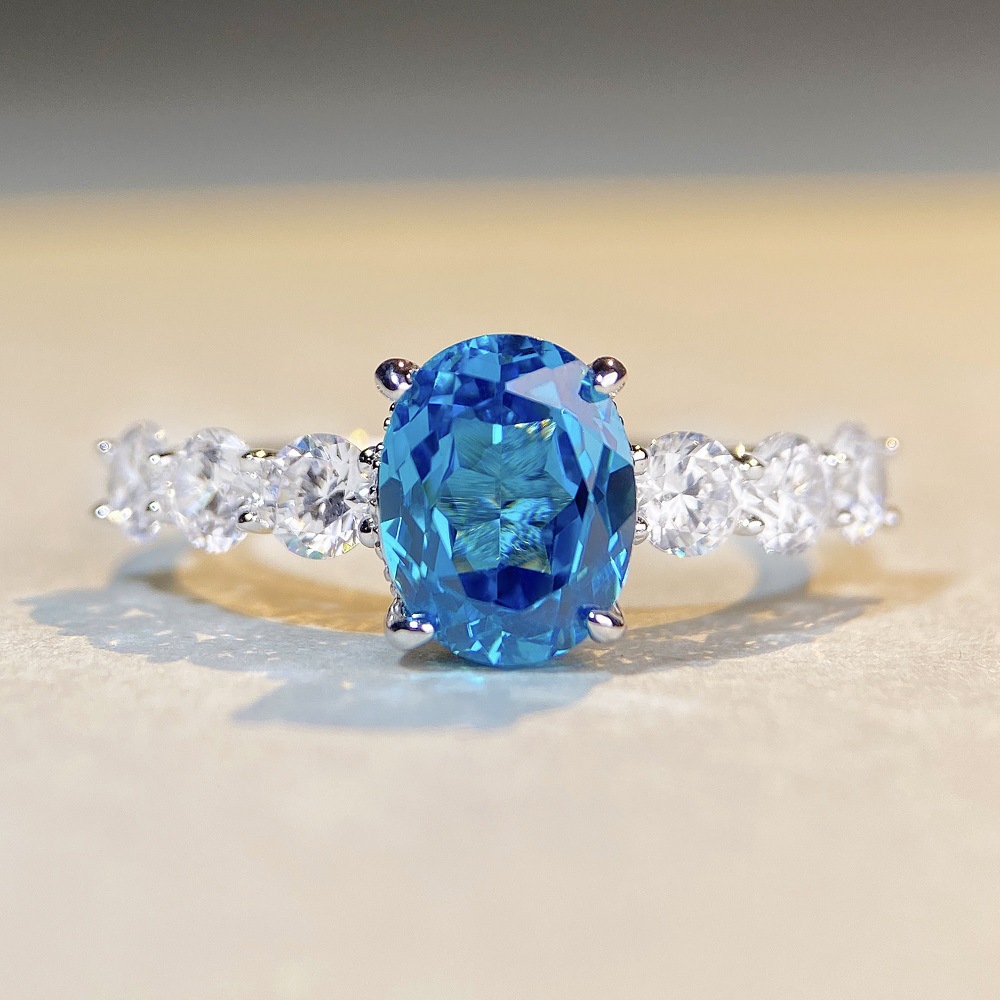 s925 sterling silver ring for women with 3 Karat big diamond and Fanta color, cross-border live broadcast style2