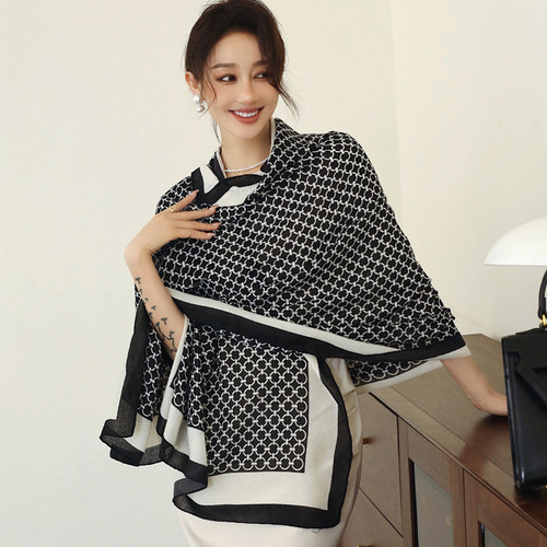 New Cotton Linen Scarf for Women Spring Summer Air-Conditioned Room Warming Large Shawl Outerwear Cape Dual-Use Neck Scarf Trendy