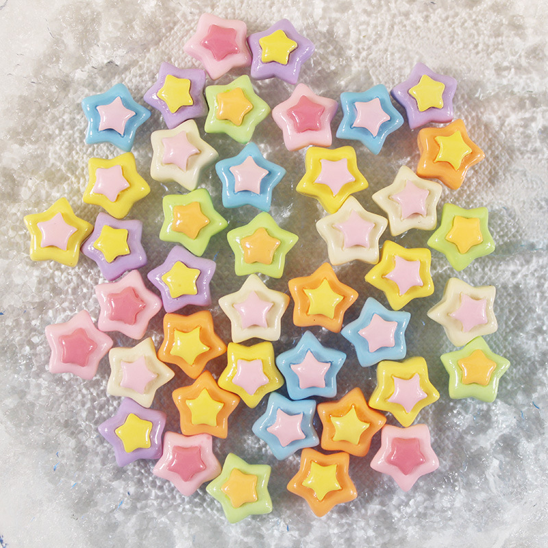 Mini Double-Layer Five-pointed star resin jewelry accessories wholesale diy hair accessories cream rubber phone case handmade clothing