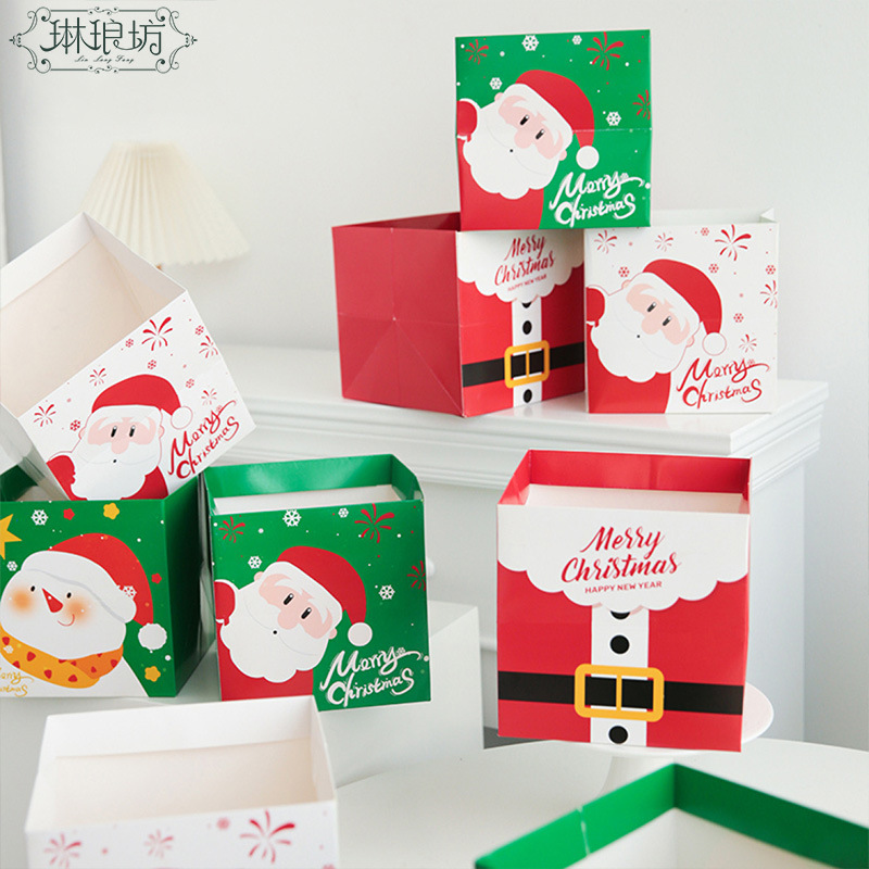 Nuevo bolso de mano de Navidad Papá Noel muñeco de nieve cartón pequeño bolso de regalo cuadrado bolso de papel