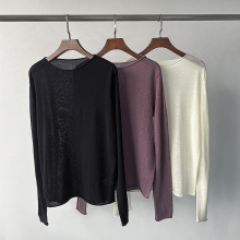 极细绵软羊毛卷边弹力打底衫 修身舒适直筒日着轻薄羊毛衫春秋款