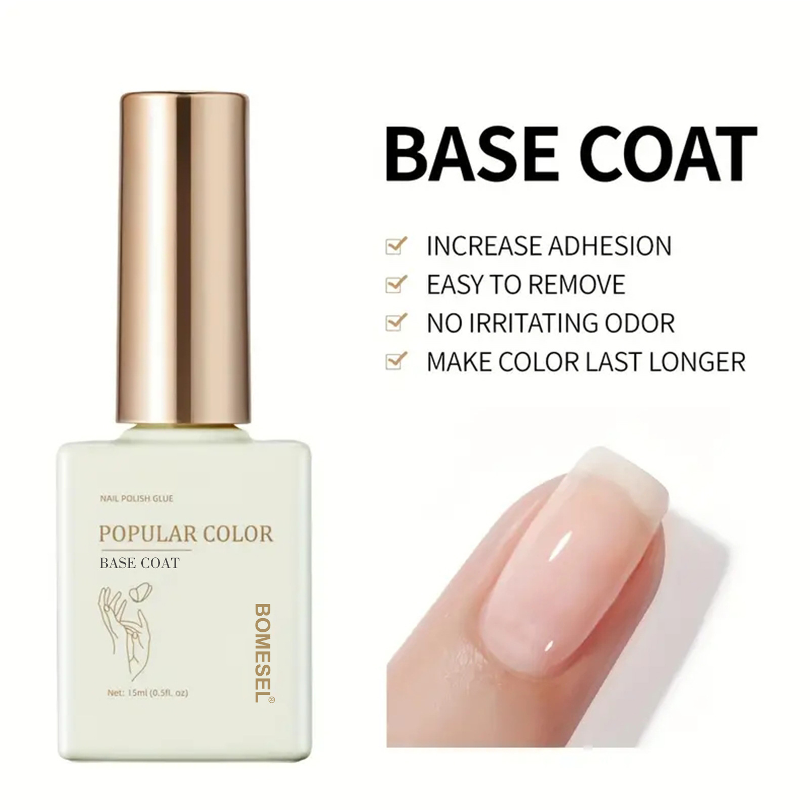 15ml tienda de uñas especial capa de sellado de pegamento de base reforzada esmerilado pegamento de vinilo endurecido fábrica de pegamento funcional al por mayor