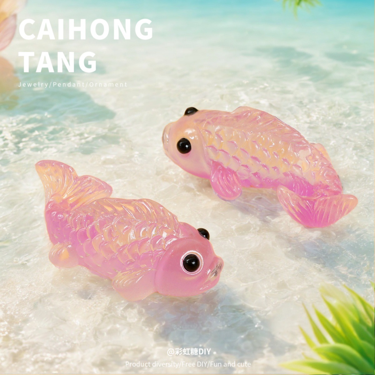 Simulación de resina miniatura carpa luminosa muñeca DIY accesorios de joyería creativo pinzas de pelo hechas a mano pegatinas de refrigerador caseras