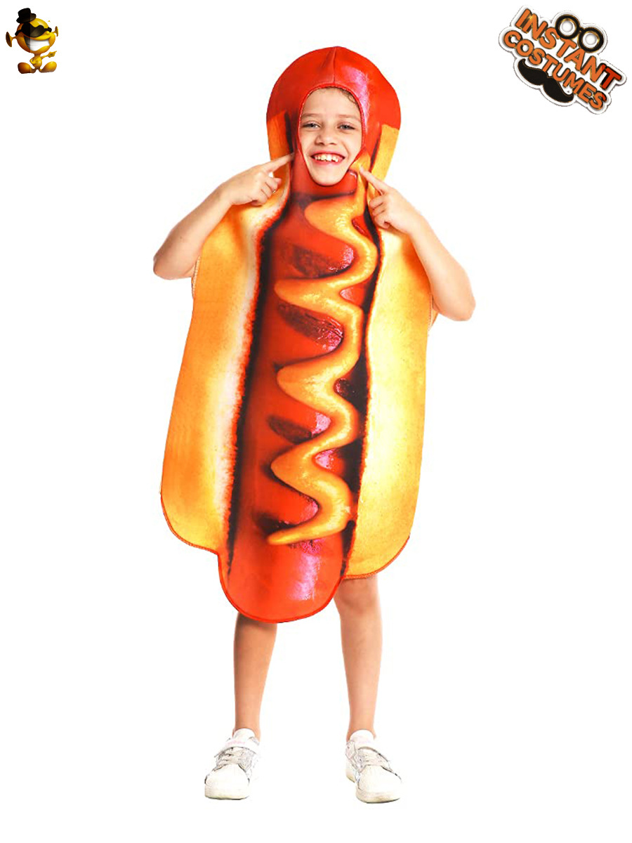 Los niños de Halloween comida divertida Impresión digital esponja spoof perro caliente juego rol traje rendimiento