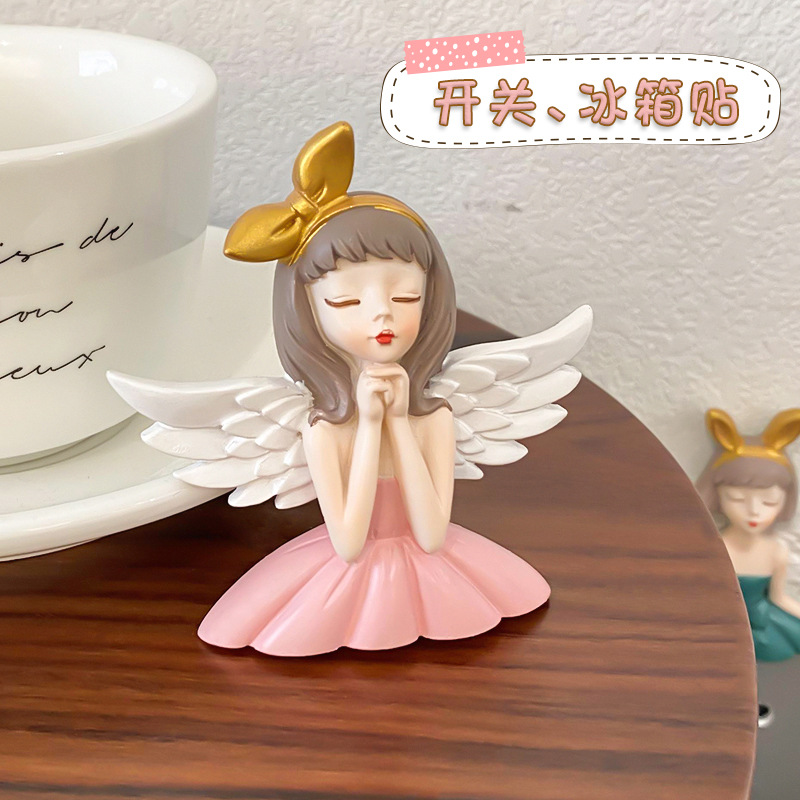 창조적 인 귀여운 천사 소녀 3D 스테레오 스위치 스티커 소켓 장식 스티커 실내 거실 스위치 스티커 벽 스티커 냉장고