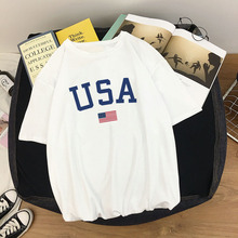 Harajuku Summer Women T-shirts Casual USA Flag Printed Tops
