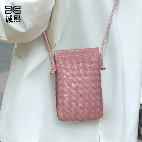 Factory Direct Sale Tall Phone Small Square Fashion Hand-woven Bag Mini Cute Solid Color Shoulder Crossbody Bag