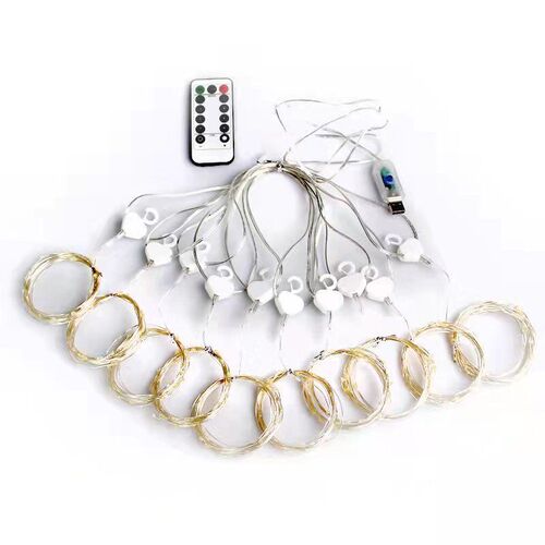 Cross-border 3*3m USB remote control timing led alloy wire curtain light string Christmas room decoration garland light