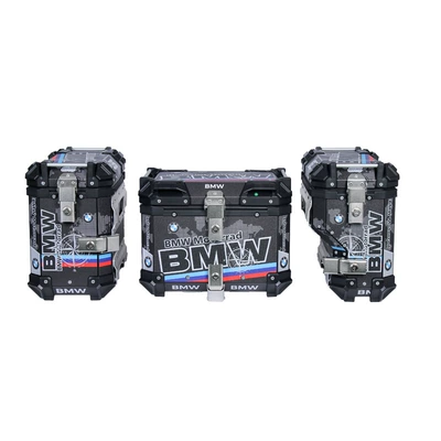 Motorcycle trunk Motorcycle Universal Aluminum Alloy 45L - bmw-decal-black-right-hide-38l-saddlebag-45l-bmw-decal-black