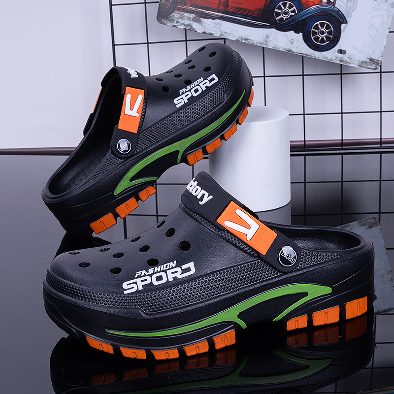 洞洞鞋男士夏季外穿百搭凉鞋男沙滩鞋休闲花园鞋透气半包凉拖鞋男