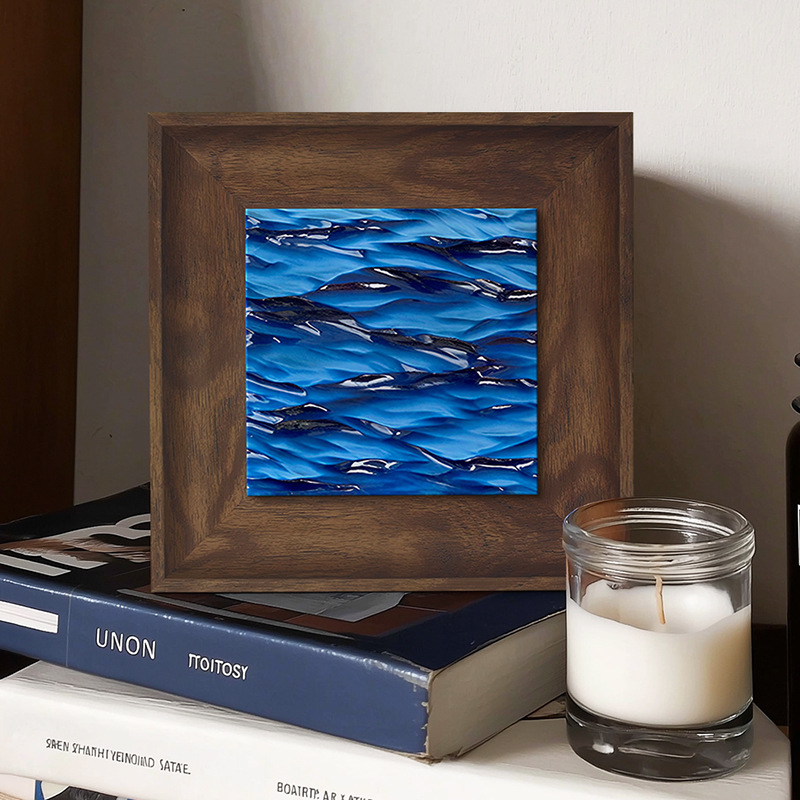 Vintage Ocean Wave Blue Ornament Painting Decorative Painting Tv Cabinet Decoration Desktop Painting High-End Hanging Painting for Dining Room and Bedroom