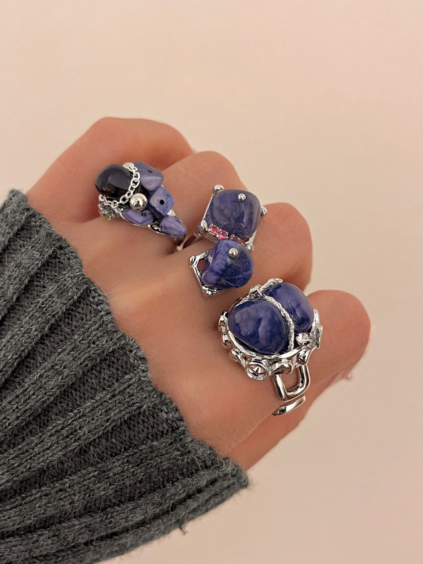 Natural Stone Ring For Women Stylish Beaded Ring For Her_voghion.com