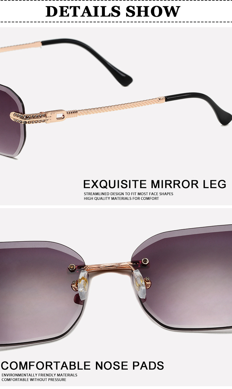 96g Weight Frameless Glasses Structure Sunglasses Classification PC, UV400 Protection Lens Material Square Glasses Style Outdoor Occasion Solid Color Pattern All Seasons Season Unisex Gender Simple Style, Classic Style Style Simple Style Classic Style Solid Color PC UV400 Protection Square Frameless Women's Sunglasses 20