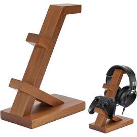 实木耳机控制器支架通用控制器支架2层游戏耳机支架游戏桌面木架
