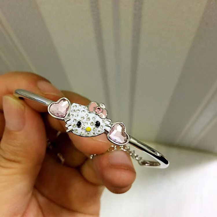 施家1：1原模版粉色halo猫咪手环女施华洛可爱童趣KT猫手链女代发|undefined