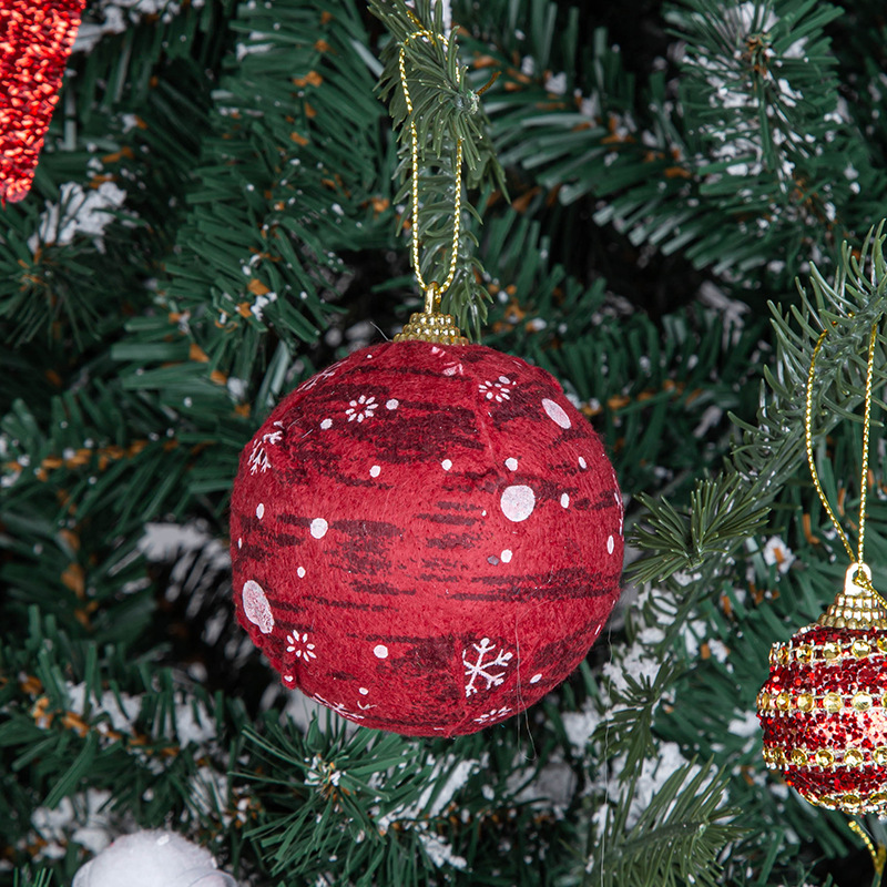 Decoración de Navidad suministros Plaid árbol de Navidad colgante tela de espuma traje de bola de Navidad 8cm en stock al por mayor