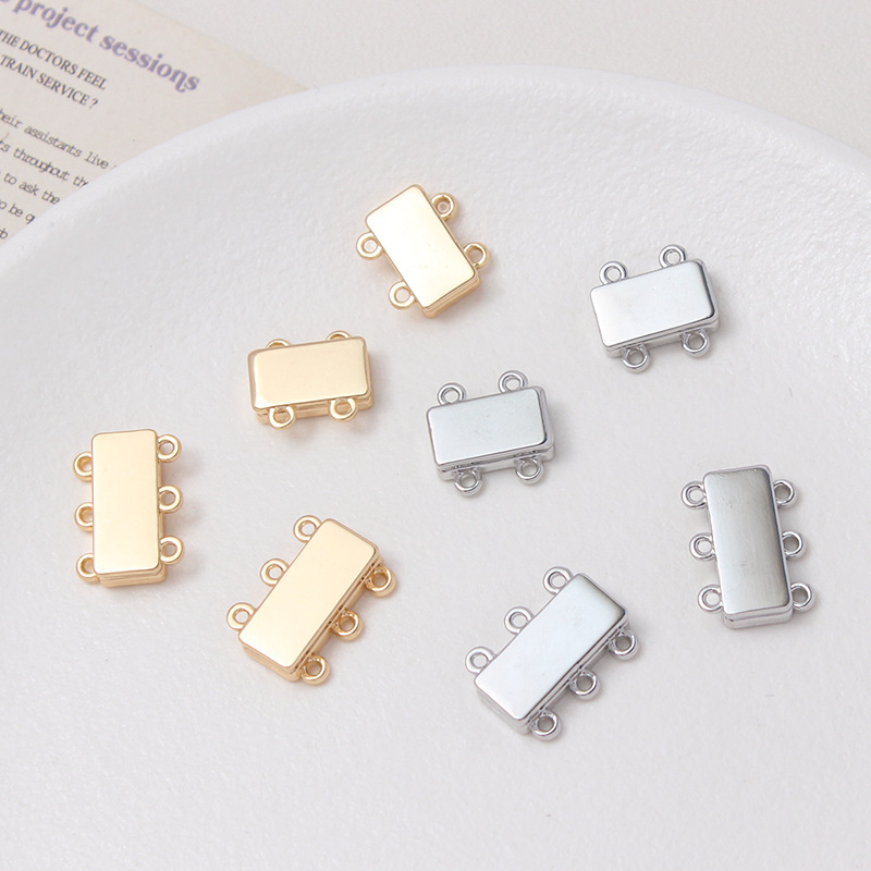 Copper Gold-Plated Porous double-row magnet buckle closing connection buckle DIY necklace bracelet buckle jewelry accessories material Copper Gold-Plated Porous double-row magnet buckle closing connection buckle DIY necklace bracelet buckle jewelry accessories material