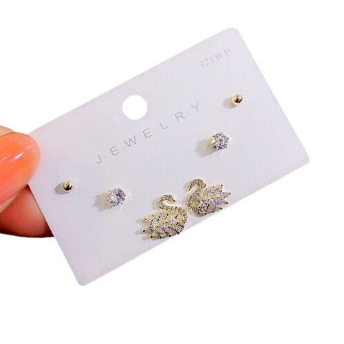 2024 trendy women's fashion six-piece set small earrings 925 silver needle set earrings for women 77246