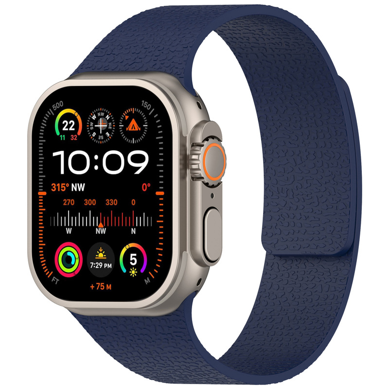 适用苹果手表带Apple Watch荔枝纹表带 Ultra荔枝纹硅胶磁吸表带|undefined