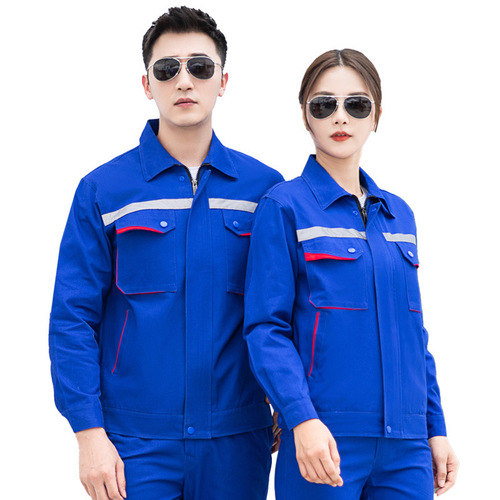 Spring and autumn pure cotton long-sleeved work clothes suit factory workshop auto repair work clothes printed with LOGO labor insurance work clothes