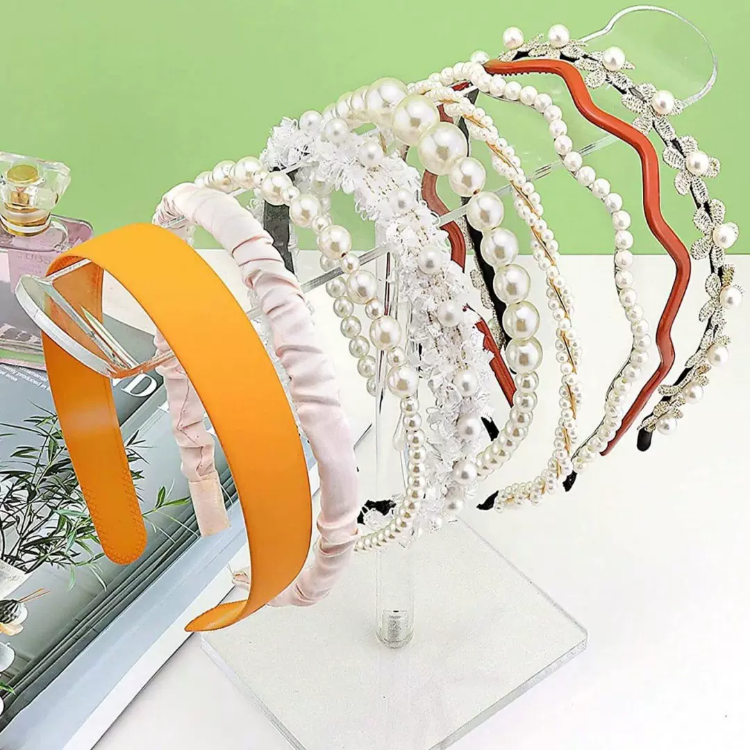 编577号亚克力展架T型发带发卡收纳架梳妆台发箍发叉头巾展示架