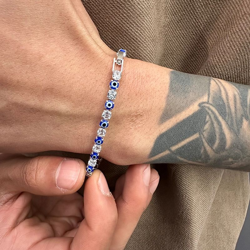 Redemption's Eye Bracelet for Men, European and American Style, High-End Versatile Devil's Eye Couple's Zircon Tennis Chain Hand Jewelry