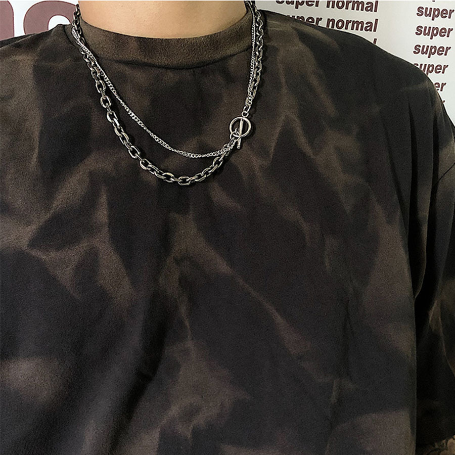 Hip Hop Double Layer Necklace For Men Vintage Titanium Chain_voghion.com