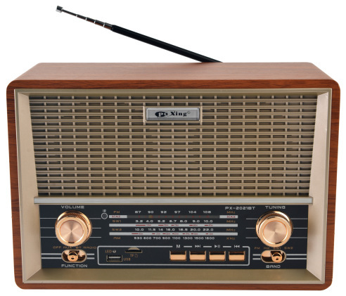 Radio Retro Bluetooth Multifunción PX-2002BT de Plástico con Interfaz USB