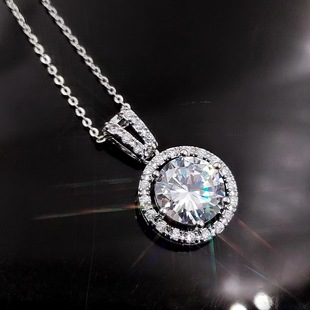 Jewelry 4 carat moissanite trendy princess round bag pendant necklace for women platinum-plated clavicle chain with diamonds