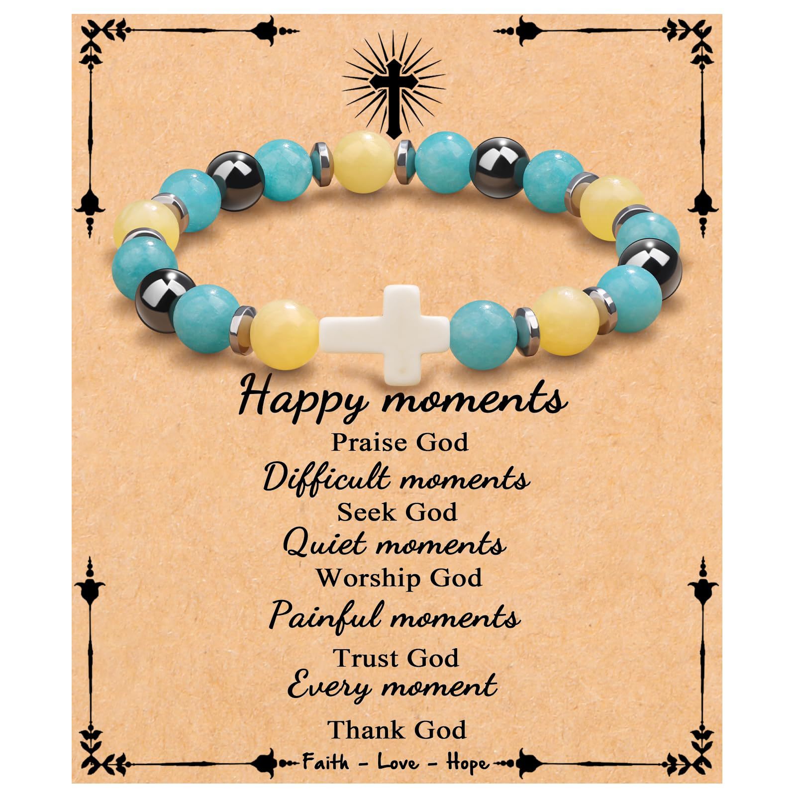 파란색과 노란색 구슬 팔찌 + 해피 유품 카드