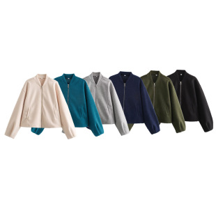 PB & ZA European and American Style Spring and Autumn Jacket Soft Buckle Bomber Jacket Jacket Jacket Simple Style Lazy Jacket