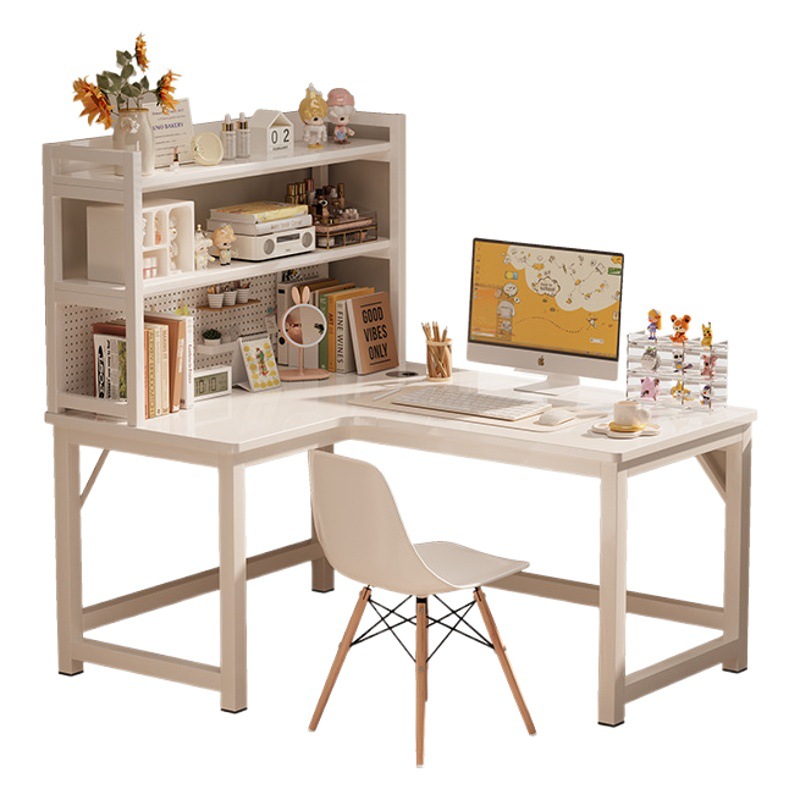Escritorio de la computadora de esquina dormitorio en CASA MESA DE ESTUDIO tipo L crema viento agujero tablero esquina escritorio estantería Mesa integrada