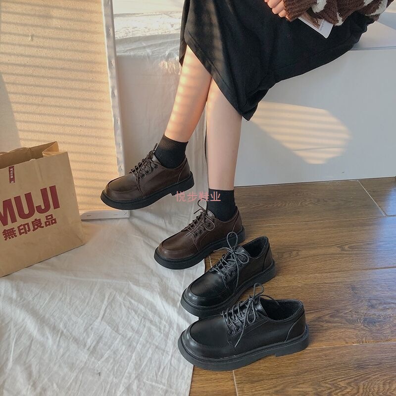 黑色小皮鞋女学生韩版百搭复古英伦风2025春秋季新款圆头日系学院