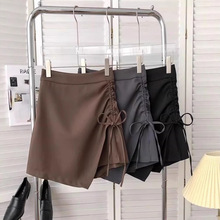 设计感褶皱抽绳半身裙女春季2024新款高腰a字裙时尚显瘦韩版裙裤