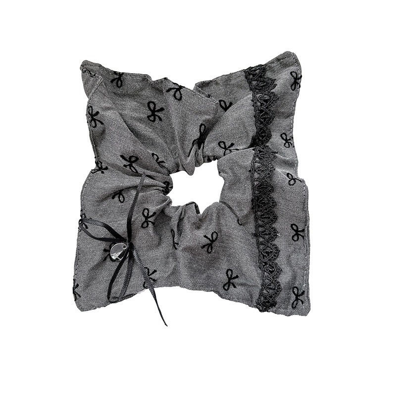 Gray arco de collar de cabello de encaje cuadrado cabello de cabello de cabello de caballo de encaje de cabello de bola superior