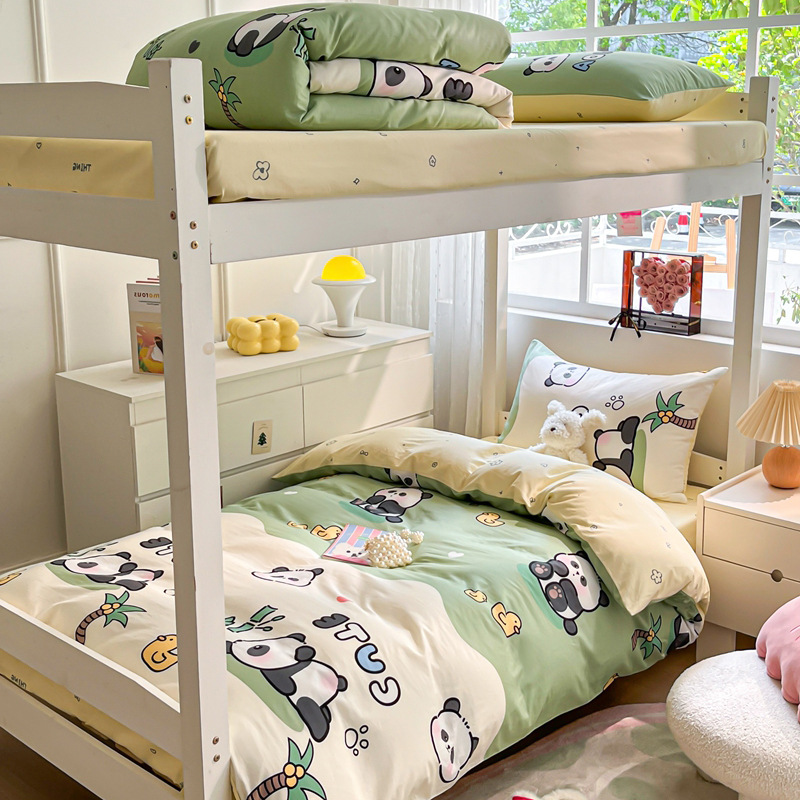 Edredón de algodón completo un conjunto completo de ropa de cama de seis piezas, dormitorio de estudiantes individuales, colchón de cama de tres piezas