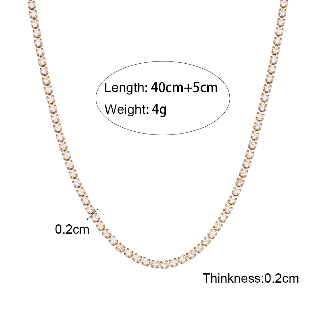 Simple Style Geometric Stainless Steel Necklace Plating Zircon Stainless Steel Necklaces