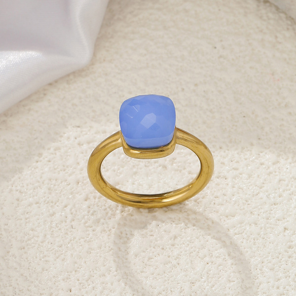 geometric retro fashionable small design ring with stone stainless…
