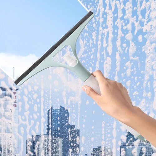Glass Wiper for Home Use with Spray Head, Double-Sided Glass Scraper, Stain-Free, Multi-Function Glass Brush